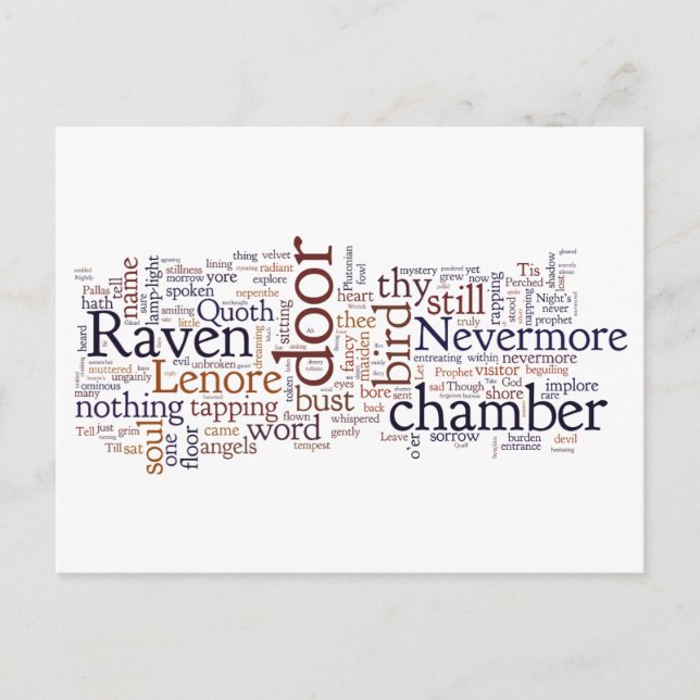 vykort för Edgar Allan Poe Raven ord (Framsida)