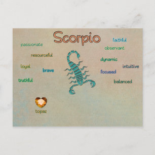 vykort för egenskaper i Scorpio zodiac
