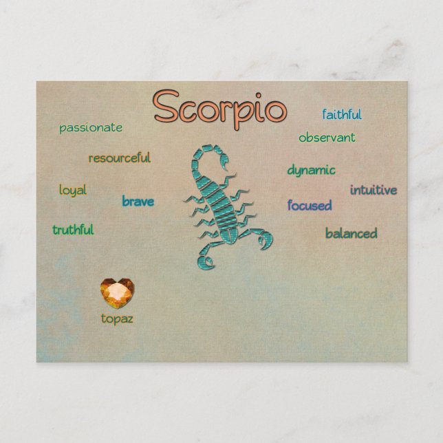 vykort för egenskaper i Scorpio zodiac (Framsida)