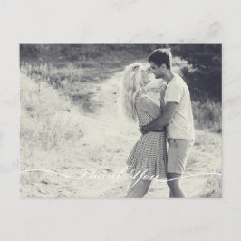 vykort för elegant bröllop Tack | Vitt skript