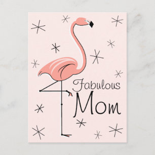 vykort för Flamingo Rosa "Fabulous Mamma"-lodrät