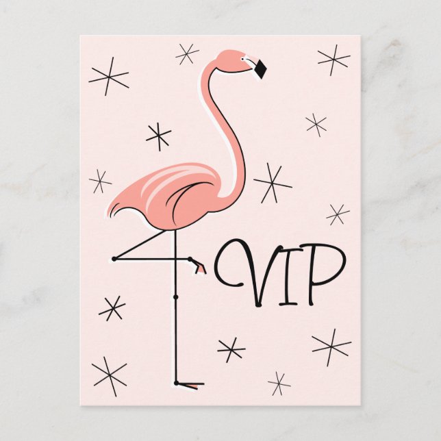 vykort för Flamingo Rosa "VIP"-lodrät (Framsida)