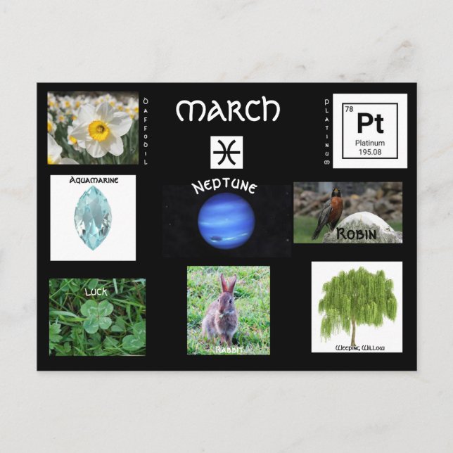 Vykort för födelsedagspresent i mars (Framsida)