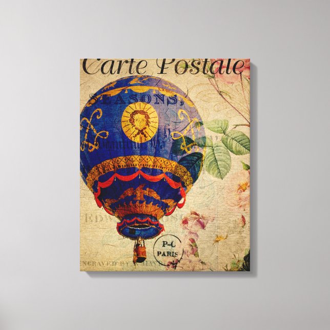 Vykort för Fransk av luftballongens Vintage Canvastryck (Framsida)
