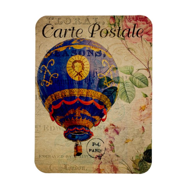 Vykort för Fransk av luftballongens Vintage Magnet (Vertikal)