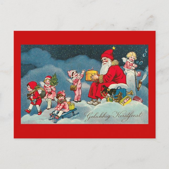 Vykort "för Gelukkig Kerstfeest" vintageholländare (Framsida)