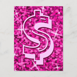 vykort för Glitz-Rosa-dollarn '$'