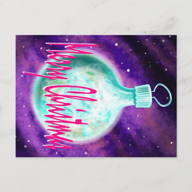 vykort för god jul av jordens prydnadsföremål (Framsida)