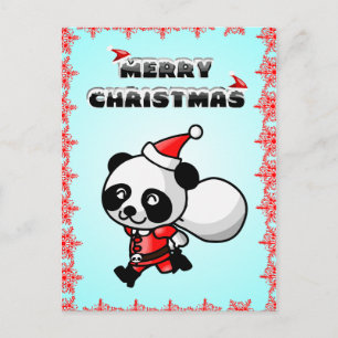 Vykort för god jul för Pandabjörntecknad