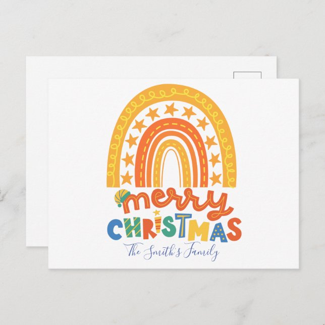 vykort för God jul i julfamiljen (Fram/baksida)