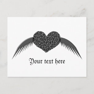 vykort för Gothic Winged Kärlek Heart Anpassningsb