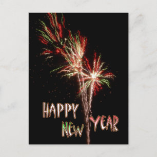 vykort för gott nytt år Fireworks Flares