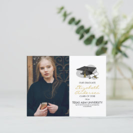 vykort för hand plockade Studentmössa och foto Par