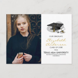 vykort för hand plockade Studentmössa och foto Par