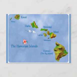 vykort för Hawaiian Island Karta