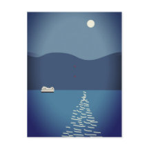 Vykort för hela månen över bergsflodens landskapsk