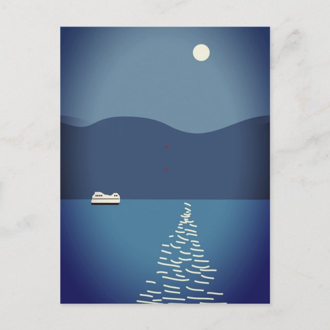 Vykort för hela månen över bergsflodens landskapsk (Framsida)