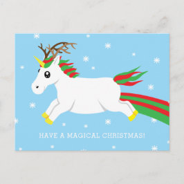 Vykort för helgdag för julrenUnicorn magisk