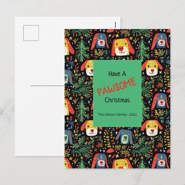 Vykort för Helgdag i julafton Hundar (Fram/baksida)