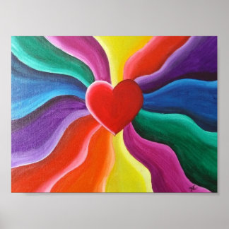 vykort för hjärta och regnbåge poster