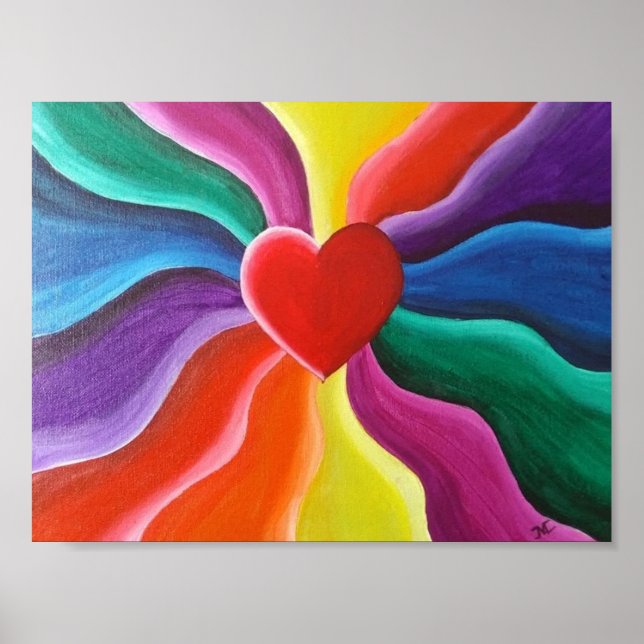 vykort för hjärta och regnbåge poster (Framsidan)