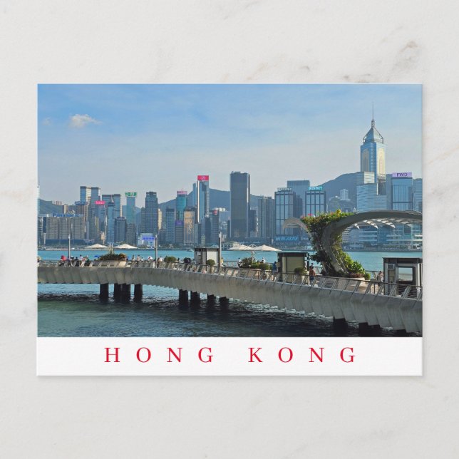 vykort för Hongkongs promenad och skyltvy (Framsida)