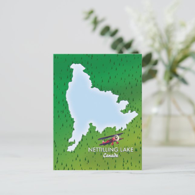 vykort för Hubbard sjö norra Michigan sjö karta (Stående Fram)