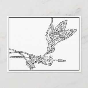 Vykort för hummerfåglar och blommor