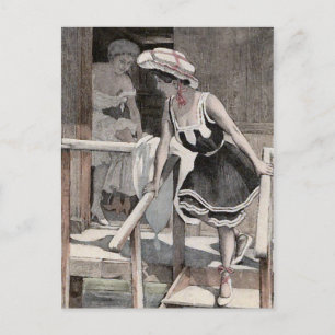 Vykort för illustration för KRW-vintagestrand