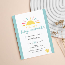 Vykort för inbjudan, Blue Baby Shower Tiny Miracle