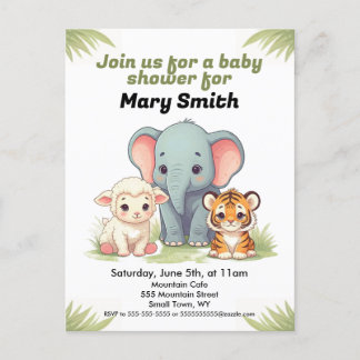 vykort för inbjudan till djurbabyvisningsprogram