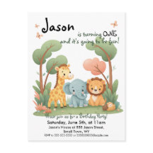 vykort för inbjudan till födelsedag i zoo