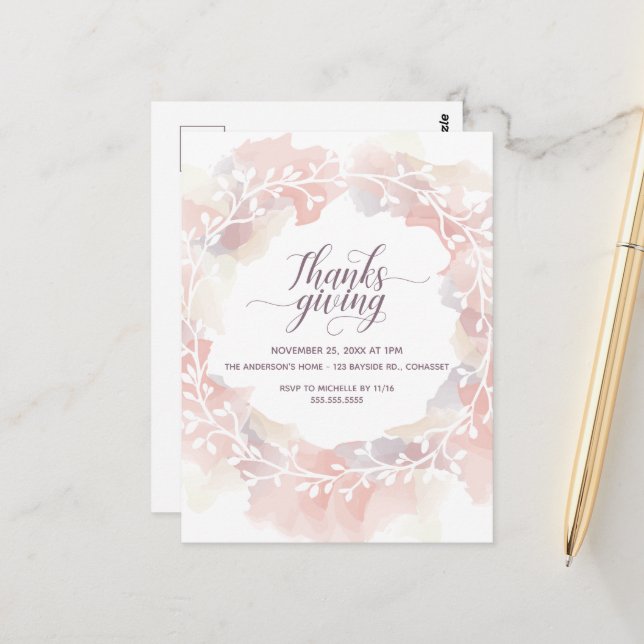 vykort för inbjudan till thanksgiving (Fram/Back In Situ)