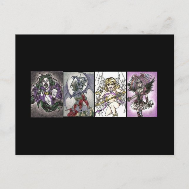 vykort för insamling av bra och djävulsk konst (Framsida)