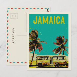 vykort för Jamaica, buss och handflatan träd
