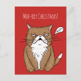 Vykort för jul för katt för Meh-rry jul Grumpy