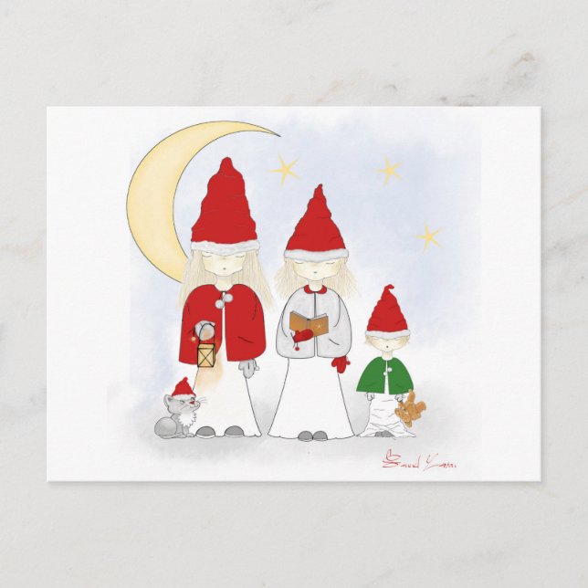 Vykort för julgranar i Syskon (Framsida)