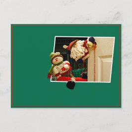 Vykort för julgranen Jultomten och Snögubbe