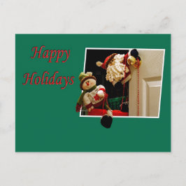 Vykort för julgranen Jultomten och Snögubbe