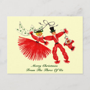 Vykort för julhälsning i vintage-familjen