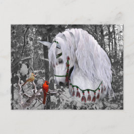 Vykort för julhorn och kardinaler