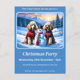 Vykort för julinbjudan till pudel och Snögubbe