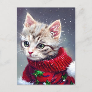 Vykort för julklapp Kitten Hälsning Helgdag