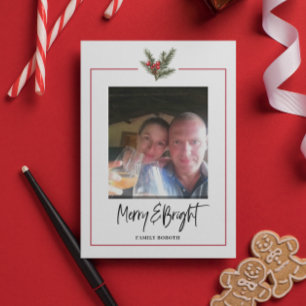 Vykort för jullfotopapport för Holly Gren Helgdag
