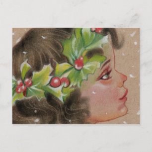 vykort för julljejul Holly Ivy Girl