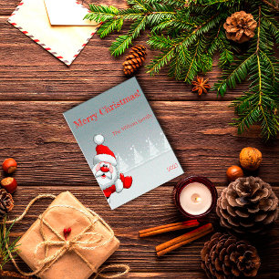 vykort för jultomten Julgran snö