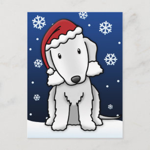 Vykort för Kawaii Bedlington Terrierjul
