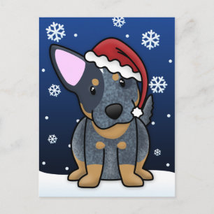 Vykort för Kawaii blåttHeeler jul