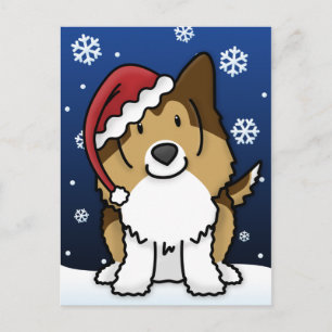 Vykort för Kawaii Shetland Sheepdogjul