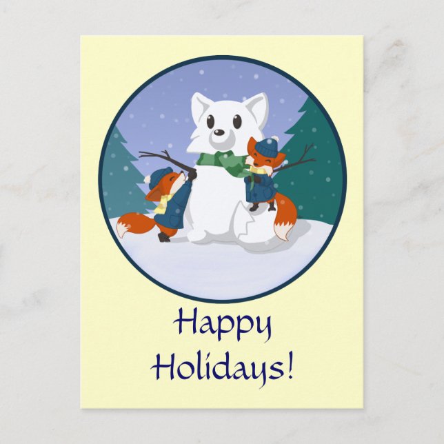 Vykort för Kitsune snödag (Framsida)